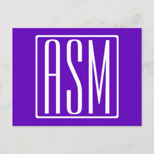 DIY FÄRG Modern 3-Initialer-monogram Vykort