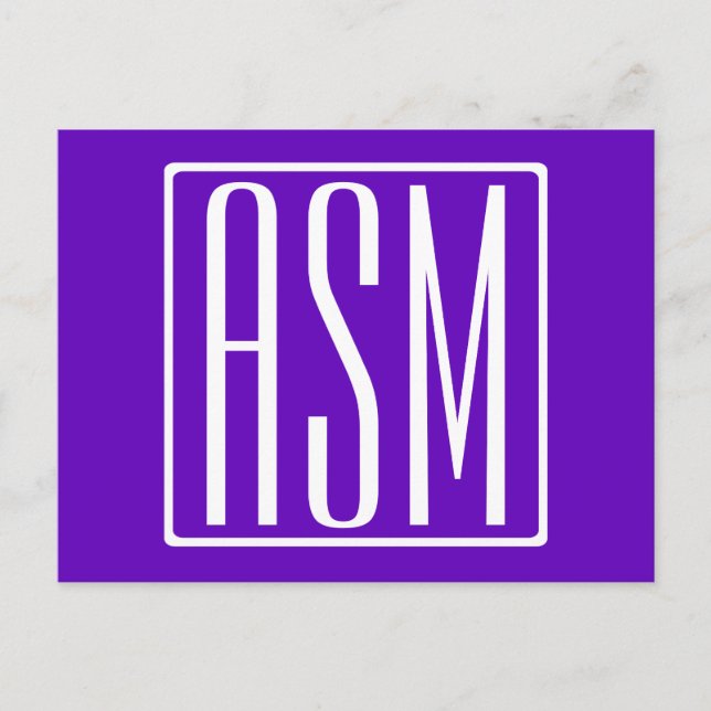 DIY FÄRG | Modern 3-Initialer-monogram Vykort (Framsida)