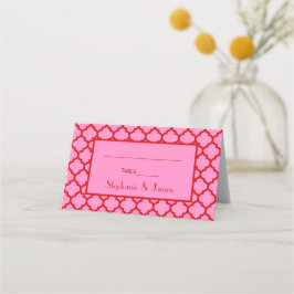 DIY Färg Rosa #3 Red Moroccan Quatrefoil Placeringskort