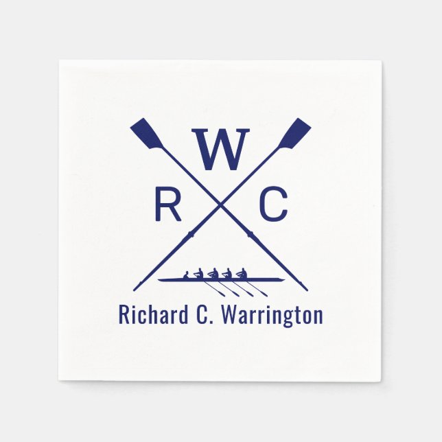 DIY Färg Rwing Crew Blades Oars Boat Namn Ini Pappersservett (Framsidan)