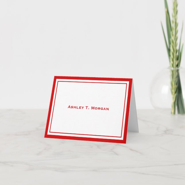 DIY Färg Simpity Red White Ram Personlig Anteckningskort (Framsida)