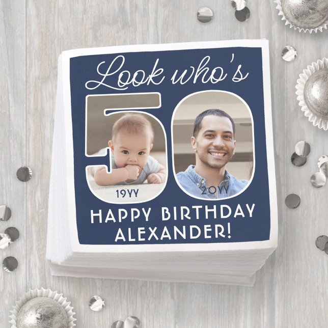 DIY Färg ・ Titta vem som är 50 Födelsedagsfester 2 Pappersservett (Skapare uppladdad)