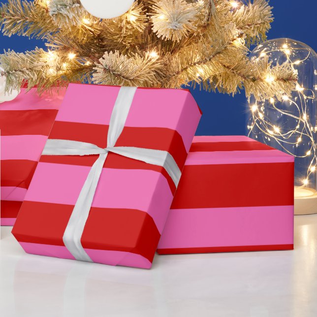 DIY Färg XL Preppy Rand Red Shock rosa Presentpapper (Helgdagar)