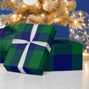 DIY-färger Buffalo Plaid Tartan HG SV Blå Grön Presentpapper