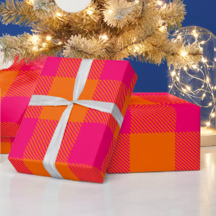DIY-färger Buffalo Plaid Tartan LG SV Orange Rosa Presentpapper