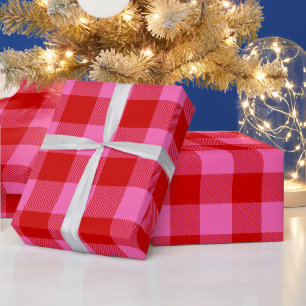 DIY-färger Buffalo Plaid Tartan Med SV Röd Ht Rosa Presentpapper