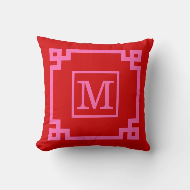 DIY Färger Grekisk Nyckel #2 Inramad Monogram Het  Kudde (Framsida)