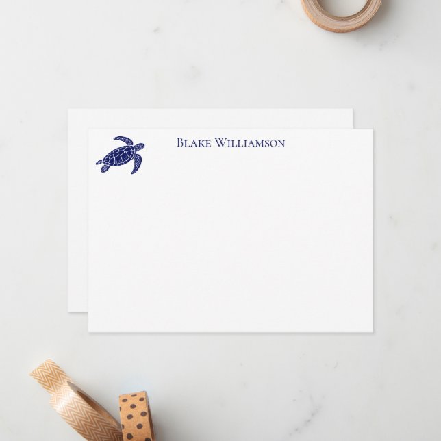 DIY Färger Havssköldpadda #6NF Blå Anteckningskort (Fram/Back In Situ)