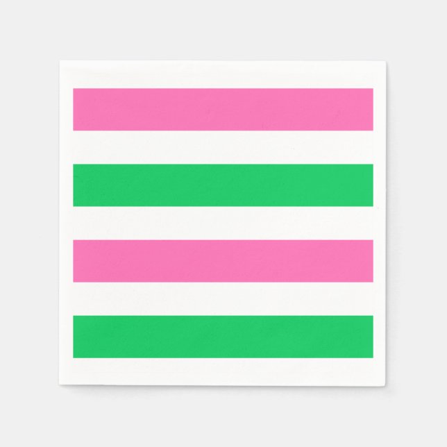 DIY-färger Hot Pink Smaragdgrön Vit Rand Pappersservett (Framsidan)