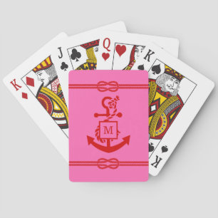 DIY Färger Rep Knut Ankare Monogram Vitt Marinblå  Casinokort