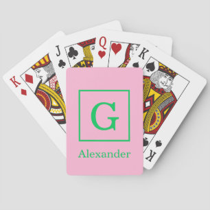 DIY Färger Rosa Smaragd Infattad Initial Monogram Casinokort