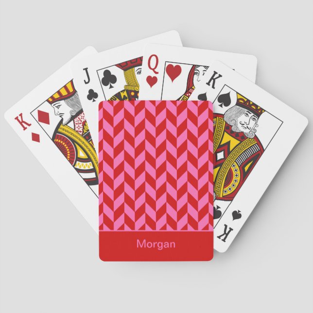 DIY-färger Sillbensränder SV Röd Het Rosa Casinokort (Baksidan)