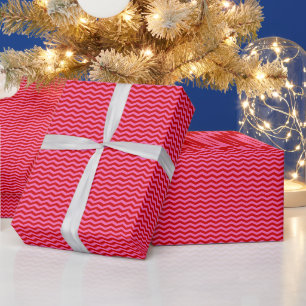 DIY-färger Tunn Chevron-sicksack Hot Pink Röd Presentpapper