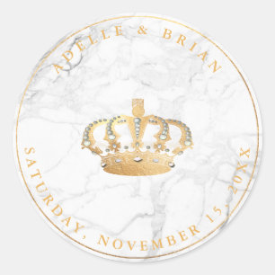 DIY Faux Guld Krona w/Pearl+Marble Runt Klistermärke