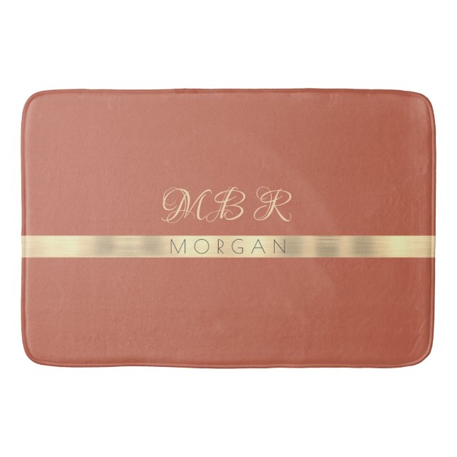 DIY Finare Guld Monogram, Namn Guld Strip, koppar Badrumsmatta (Framsidan)