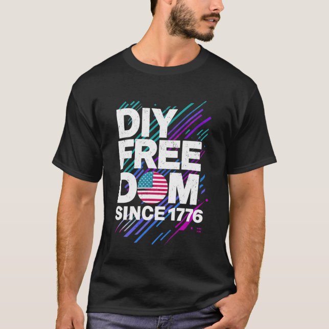 DIY Freedom sedan 1776-tums textbaserad design T Shirt (Framsida)