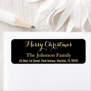 DIY God jul Faux Guld Black Returadress Etikett