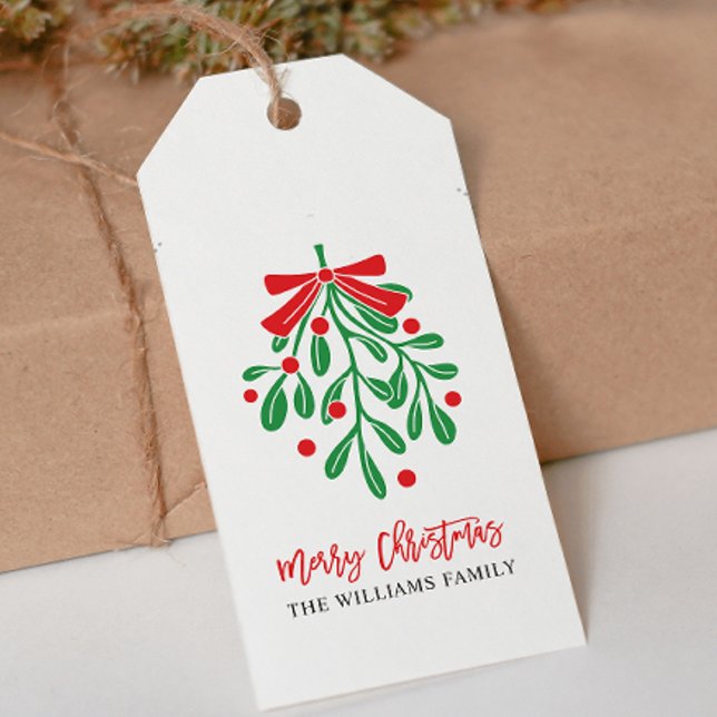 DIY GRÖNT RED MISTLETOE GOD JUL GIFT MÄRKRE VISITKORT (MERRY CHRISTMAS SCRIPT GREEN RED MISTLETOE AND FAMILY NAME DIY CUTTING LINES CHEAPEST)
