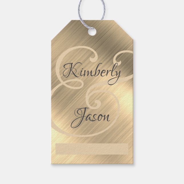 DIY Hans/hennes Namn, Tan/Grått, Yel Guld Metall Presentetikett (Framsidan)