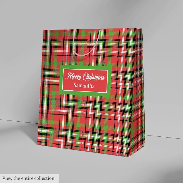 DIY julklappspåsar Klassisk Tartanaccent Wrap (DIY Christmas Gift Bags Classic Tartan Accent Wrap)