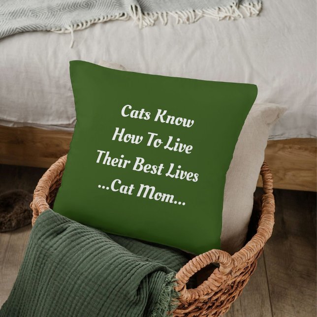 DIY Kattmamma Djur Kalledjur Kärlek Citat Skoggrön Kudde (Skapare uppladdad)