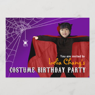 DIY Kids Halloween Costume Photo Födelsedagsfest Inbjudningar
