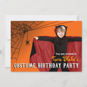DIY Kids Halloween Costume Photo Födelsedagsfest Inbjudningar