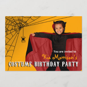 DIY Kids Halloween Costume Photo Födelsedagsfest Inbjudningar