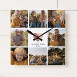 DIY Modern Family Photo Collage Ro Guld Heart Fyrkantig Klocka<br><div class="desc">Gör din egen familj redo med den här 8 fotomörliga,  utskrivna hjärtväggskuren ro guld med din anpassningsbar familj namn och år. Underbar gåva till morföräldrar!</div>