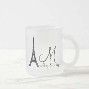 DIY Monogram Eiffel torn design Frostad Glasmugg