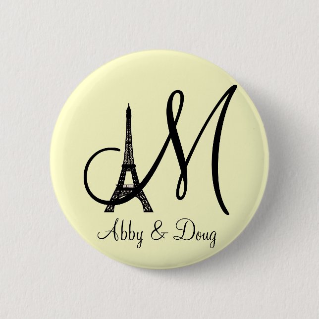 DIY Monogram Eiffel torn design Knapp (Framsida)
