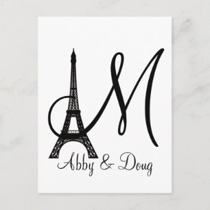 DIY Monogram Eiffel torn design Vykort
