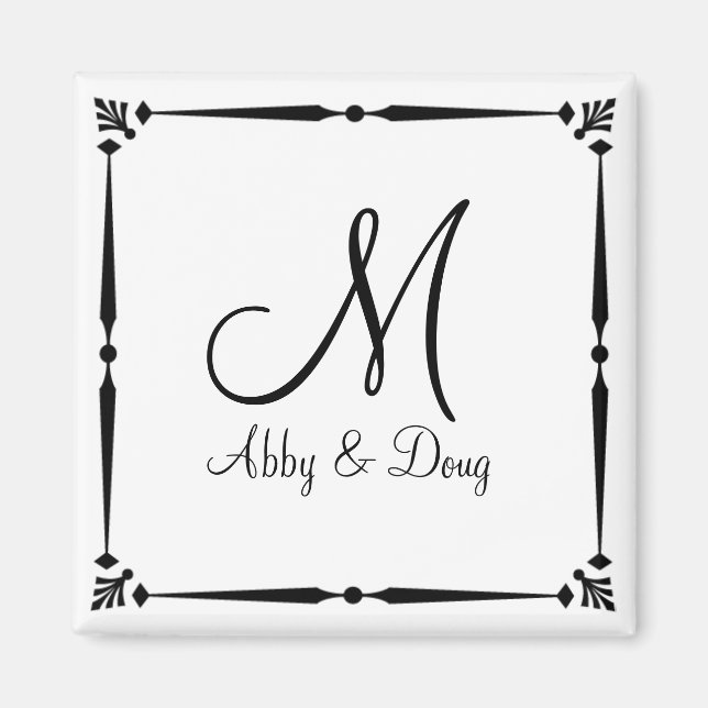 DIY Monogram-mall med dekorativ gräns Magnet (Framsidan)