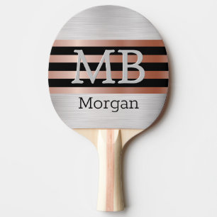 DIY Monogram & Namn, Bk/Ro Guld Rand, Silver Pingisracket