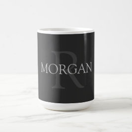 DIY Monogram & Namn, Classic Black with Grått Text Kaffemugg