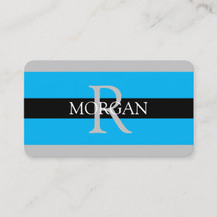 DIY Monogram Namn Info Black Grått Himmel Blue Ran Visitkort