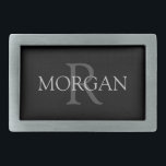 DIY Monogram & Namn, Trendig Black med Grått Text<br><div class="desc">Anpassa med Monogram och Namn i Grått Text. Den här enkla klassiska designen är säker på att få uppmärksamhet.</div>