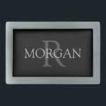 DIY Monogram & Namn, Trendig Black med Grått Text<br><div class="desc">Anpassa med Monogram och Namn i Grått Text. Den här enkla klassiska designen är säker på att få uppmärksamhet.</div>
