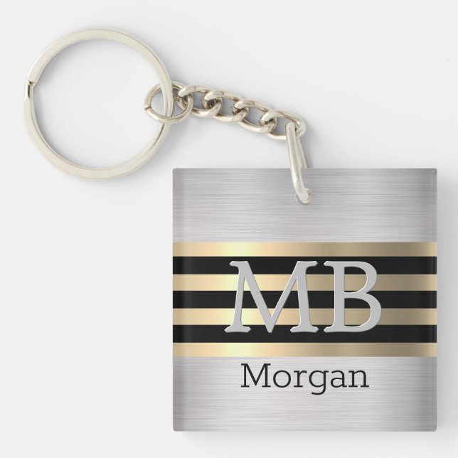 DIY Monogram & Namn, Yel Guld/Black Brushed Silver (Framsidan)