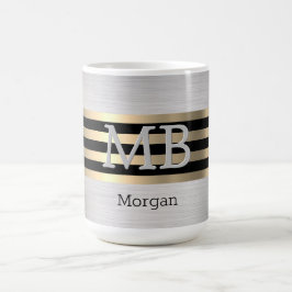 DIY Monogram Namn, Yel Guld Brushed Silver Blk Vs2 Kaffemugg