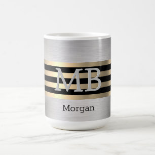 DIY Monogram & Namn Yel Guld Brushed Steel Blk Vs2 Kaffemugg