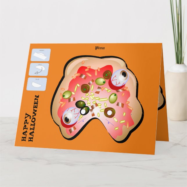 DIY Monster Papper mask Halloween XL Card Pizza Kort (Framsida)