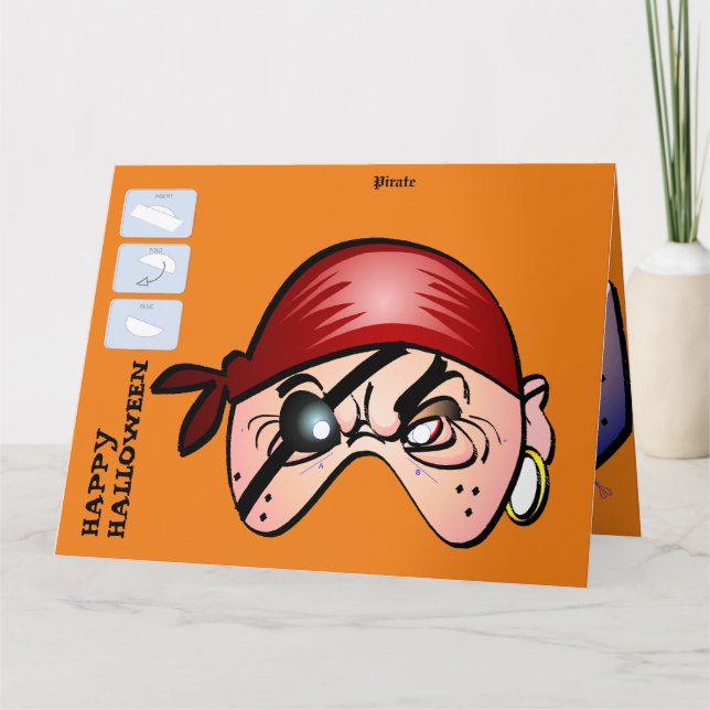 DIY Monster Papper Mask Halloween XL-kort - Pirat Kort (Framsida)