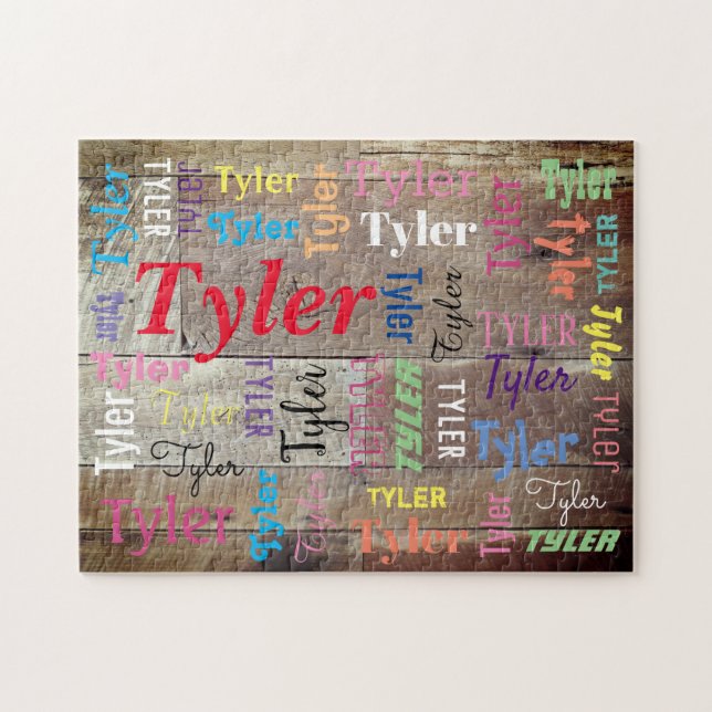 DIY Namn eller Message in Many Stilar & Färg on Wo Pussel (Horisontell)