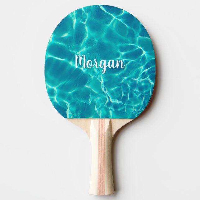DIY Namn i vitt skript, Swimming Bassäng Vatten Pingisracket (Baksidan)