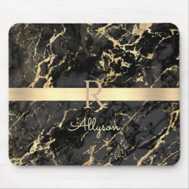 DIY Namn & Monogram, Guld Pub, Black & Guld Marble Musmatta