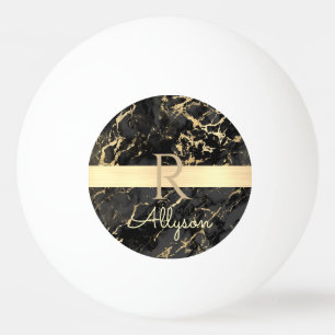 DIY Namn & Monogram, Guld Pub, Black & Guld Marble Pingisboll