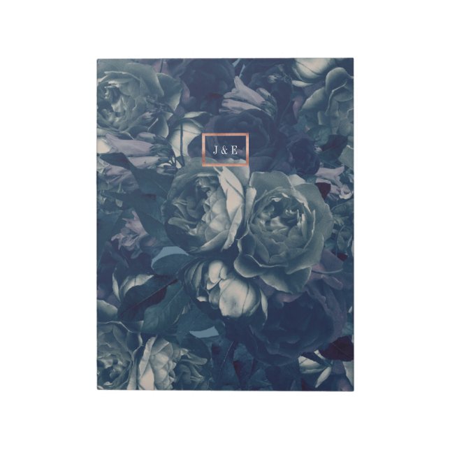 DIY Navy Rose Gold Wedding Euro Envelope Liner Anteckningsblock (Roterad)