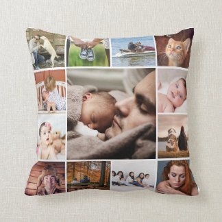 DIY OUR FAMILY | Fotokollage 13 bild på vitt Kudde