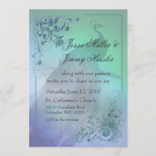 DIY Peacock Theme Wedding bjudande Inbjudningar